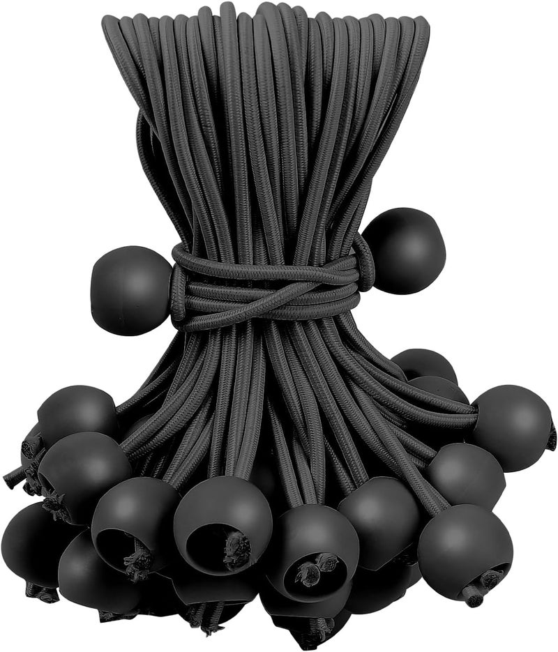 SkyTened 60PCS 9inch Ball Bungee Cords, Heavy Duty Outdoor Bungee Cord with Balls, Tarp Tie Down Bungee Balls for Shelter, Camping, Cargo,Tent Poles UV Resistant（Ball Size 1 inch） - Image 1